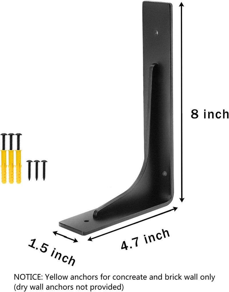 Firmetal 8" x 4.7 "Shelf Bracket ,L Shelf Brackets,max Load 300lbs, Premium Alloy Metal Heavy Duty Shelf Bracket, high Strength Mounting Hardware Included, countertop Support, Pack of 4. (8 INCH x 4.7INCH) - Image 2